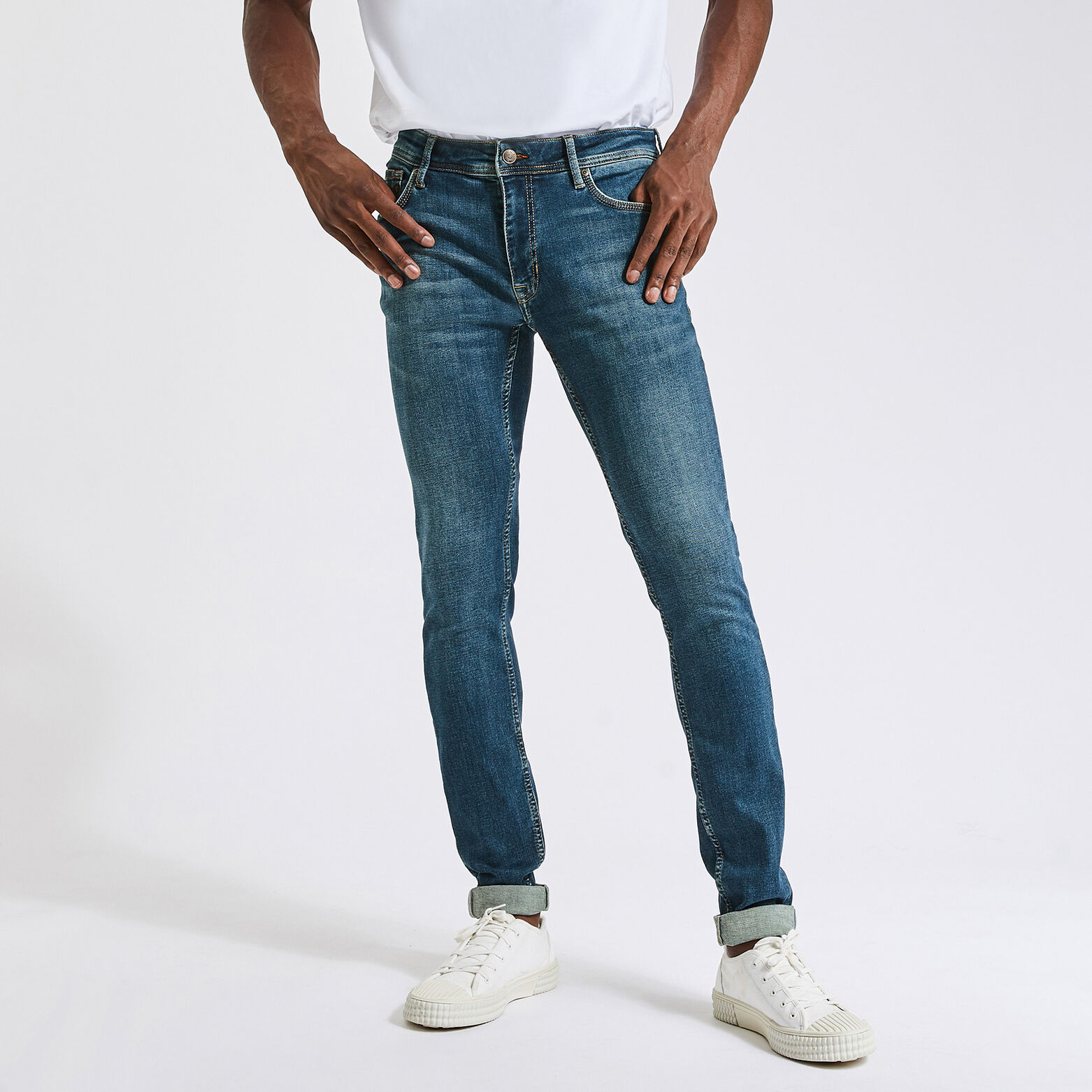 Jean skinny 3 longueurs en polyester recyclé Bleu