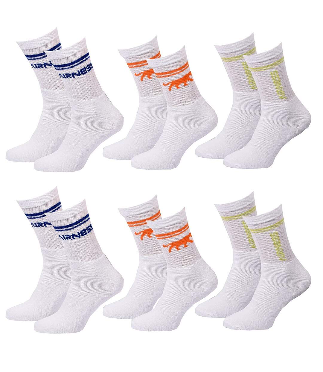 Chaussettes Homme AIRNESS Qualité et Confort-Assortiment modèles photos selon arrivages- Pack de 6 Paires CREW 41432