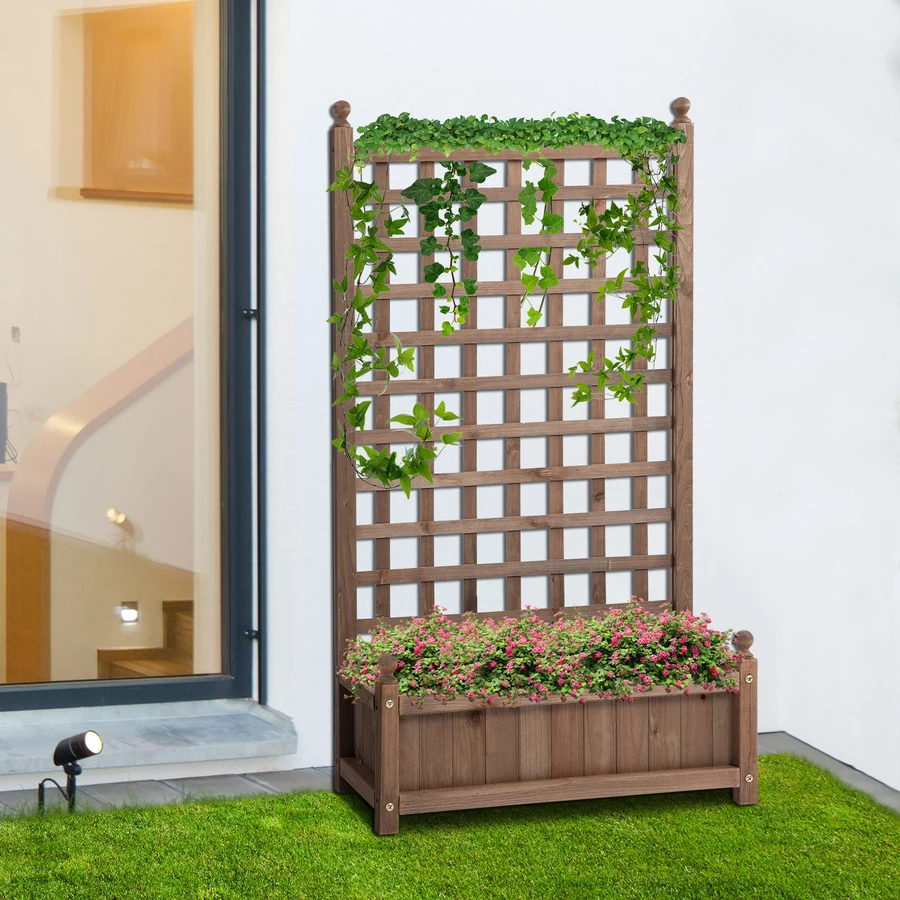 Outsunny Rankkasten im Spalierrahmen-Design dunkelbraun