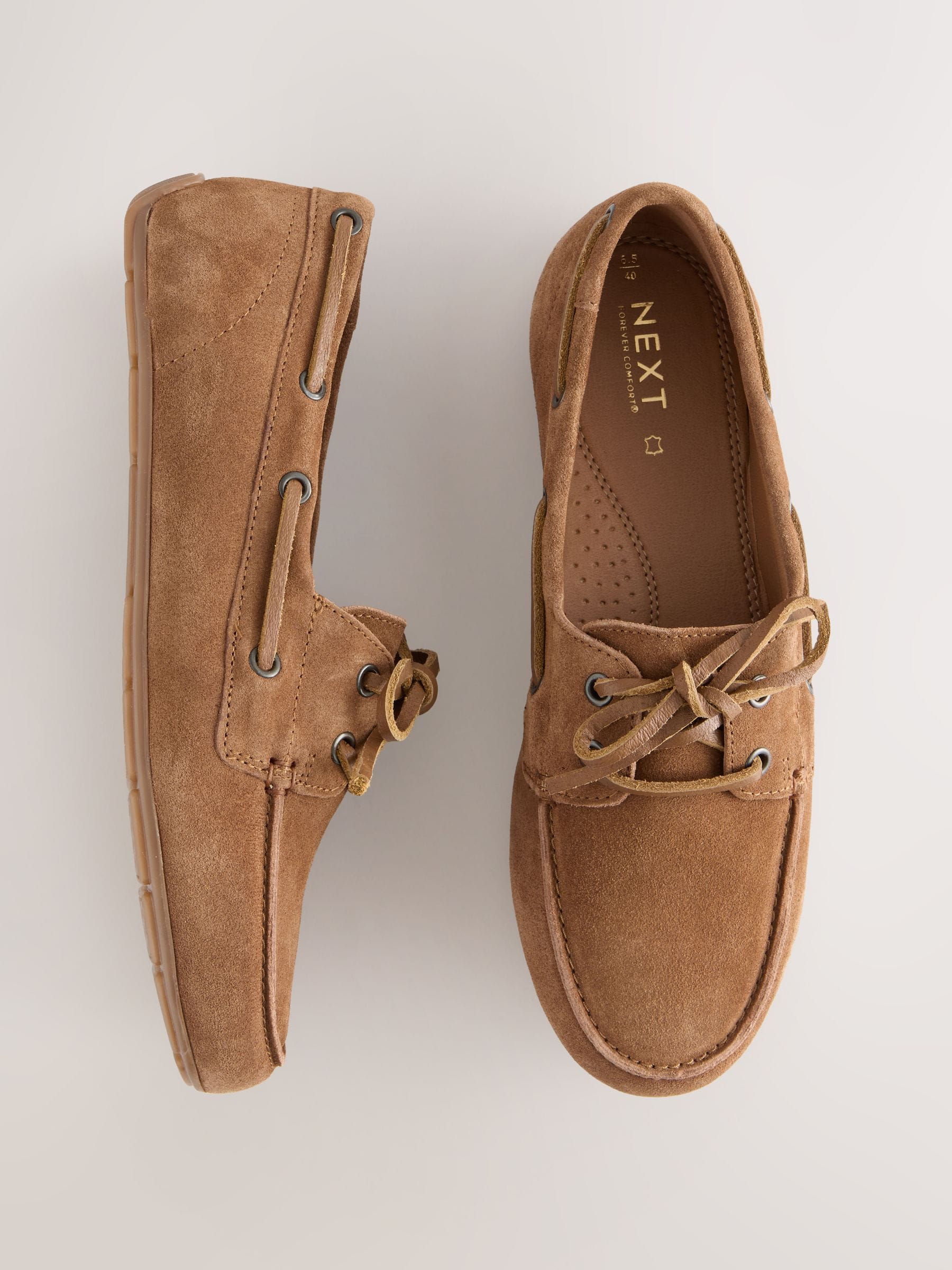 Bruin suède - Leren bootschoenen met ronde neus
