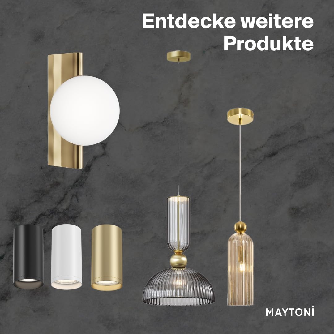 MAYTONI DALLAS Pendelleuchte Gold – 25-flammige elegante Hängelampe mit Glasschirmen – Moderne Deckenlampe für Esstisch, Wohnzimmer, Küche – G9, 28 W