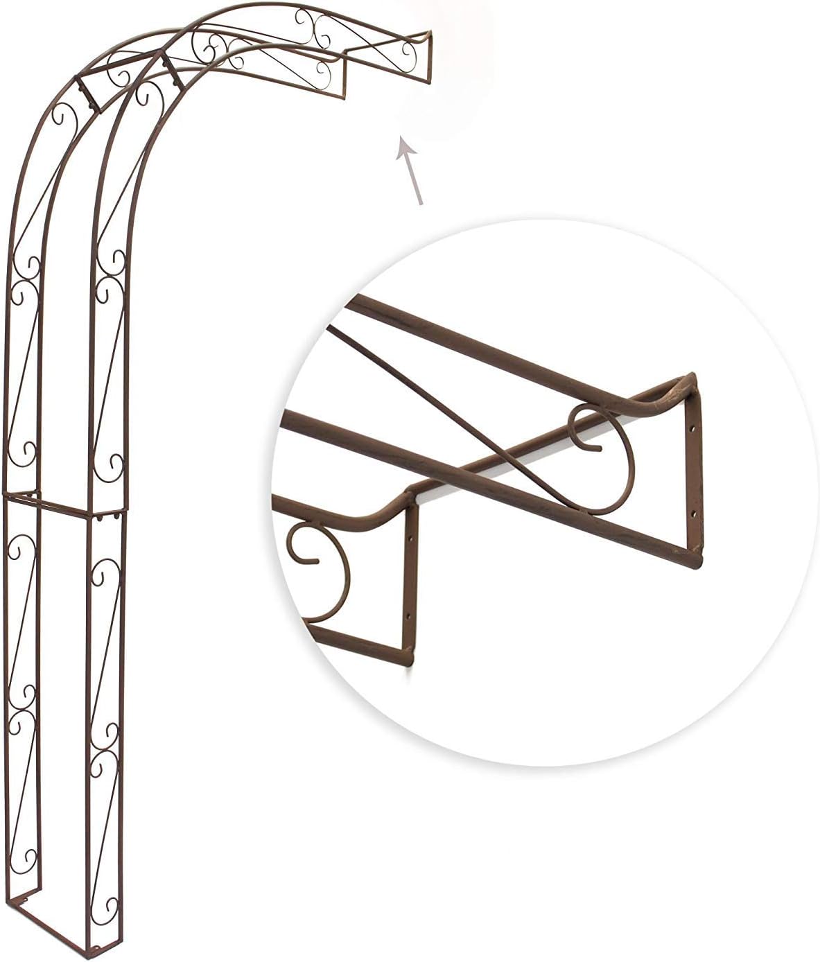 Dekoleidenschaft Rankhilfe Halbbogen aus Metall in Rost-Optik, Rankhilfe, Pergola, Rankbogen, Halb-Rosenbogen, Wandbogen halbrund, Metallbogen, Spalier