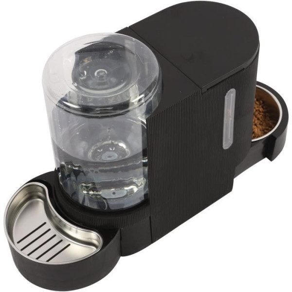 Distributeur de croquettes et d'eau m.pets duplo 1,3kg/3l - 40x16.2x29.1 cm - noir