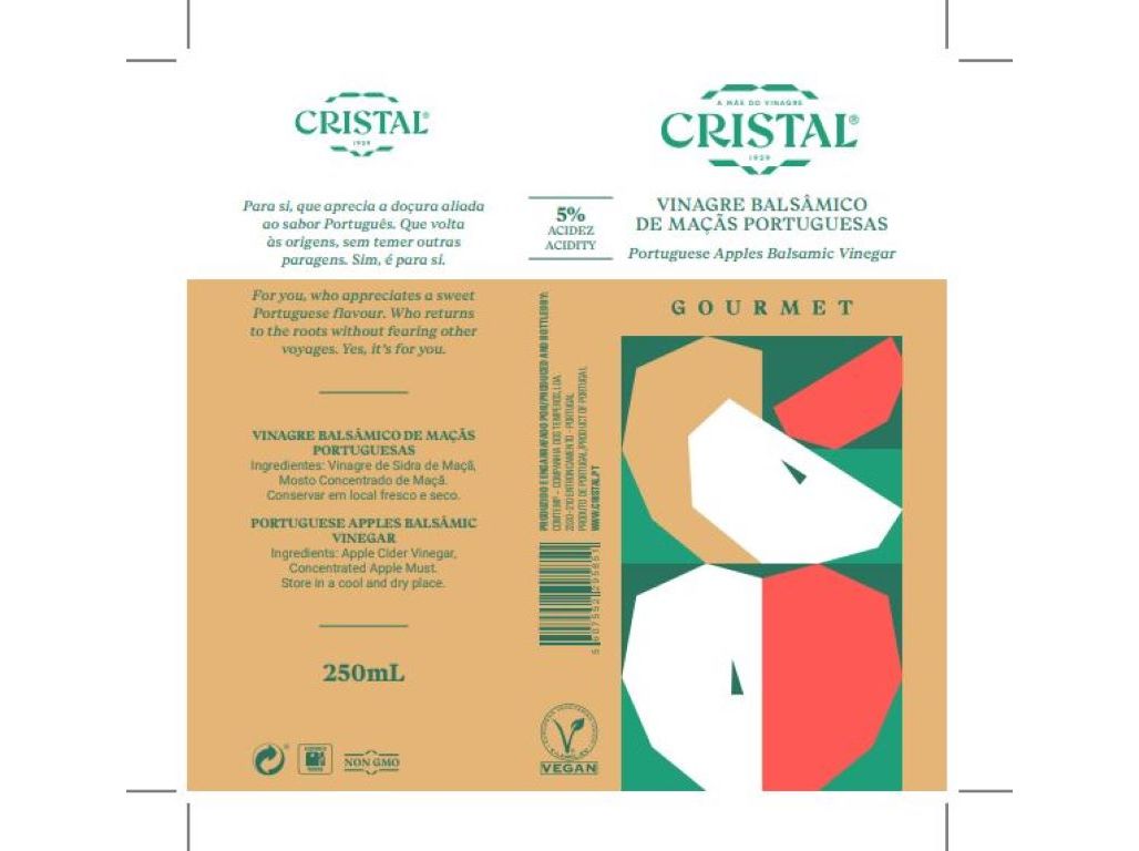 VINAGRE BALSÂMICO CRISTAL MAÇÃS PORTUGUESAS 250ML