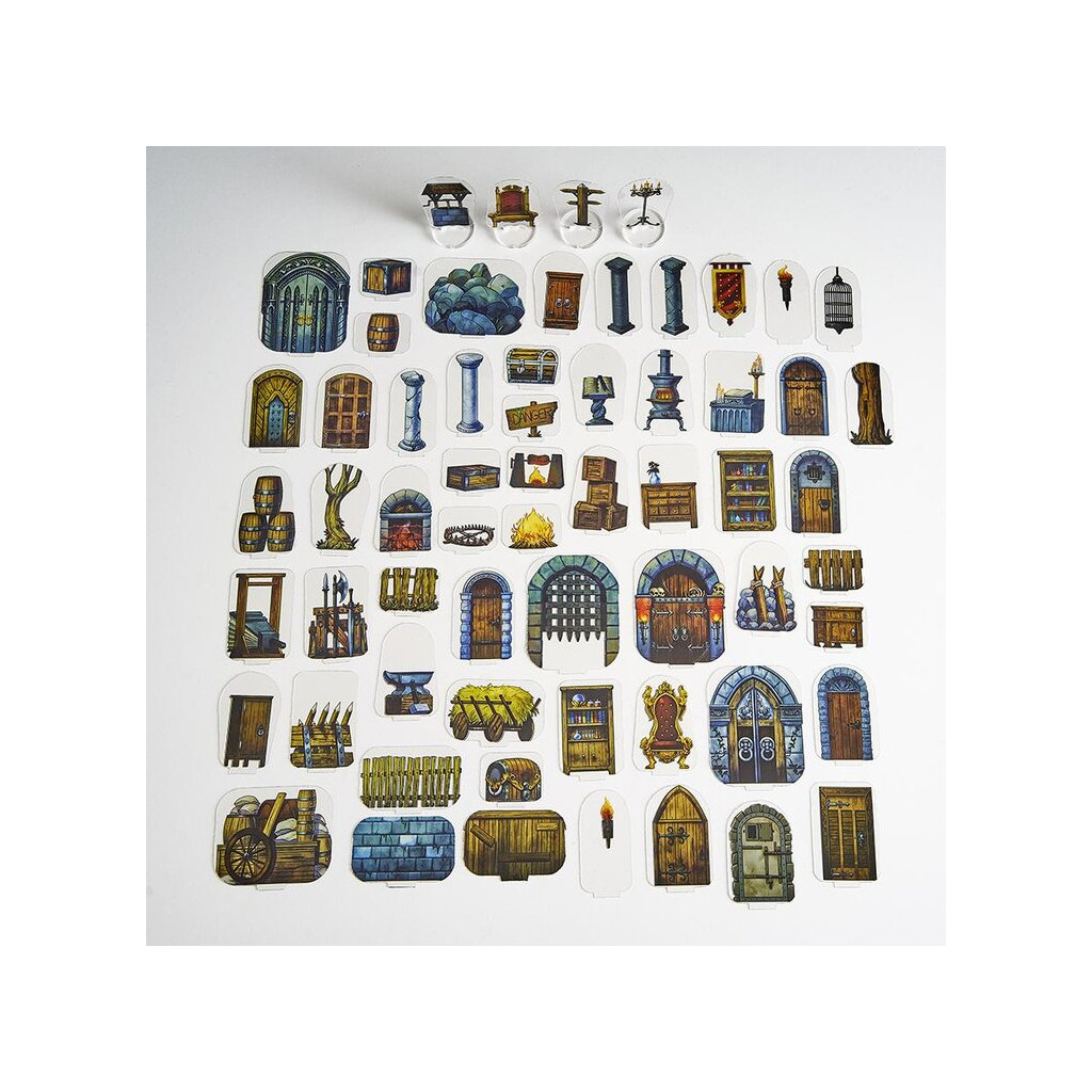 Flat Plastic Miniatures - Objects and Scenery - 62 Pieces