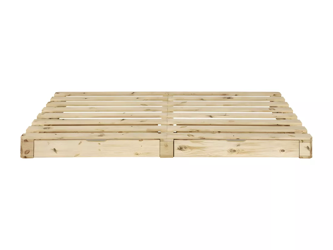 Pack lit palette avec matelas 160x200 cm bois massif bois naturel CEMBRO