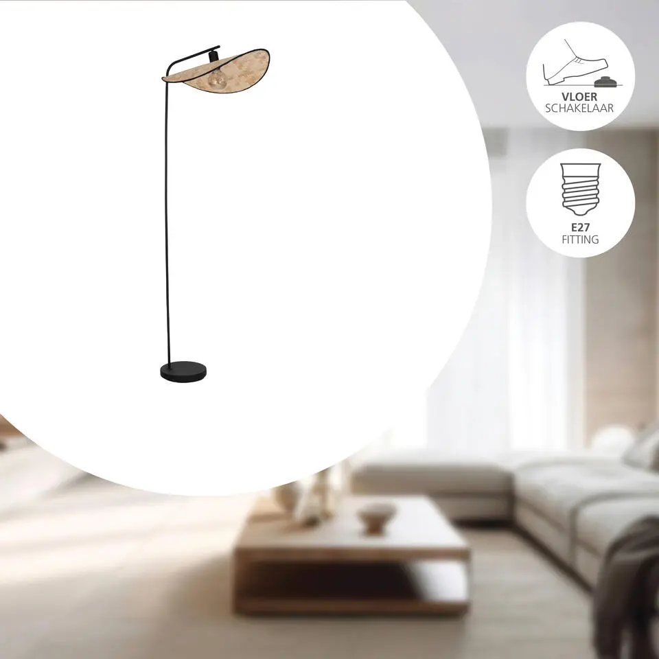 EGLO Marywell Staande lamp - E27 - Hout - Zwart/Bruin