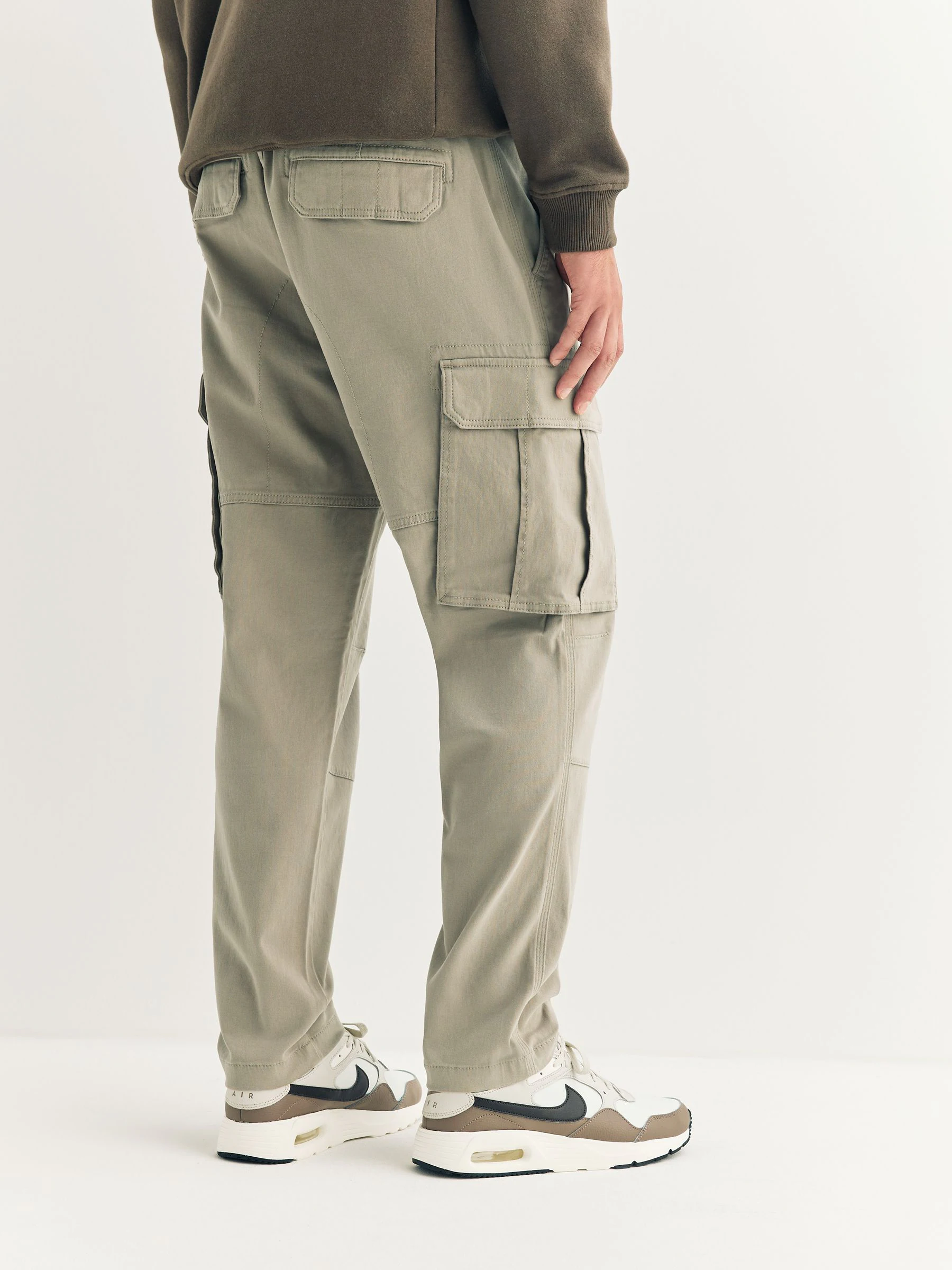 Pastelgeel - Slim Fit - Katoenen cargostretchbroek