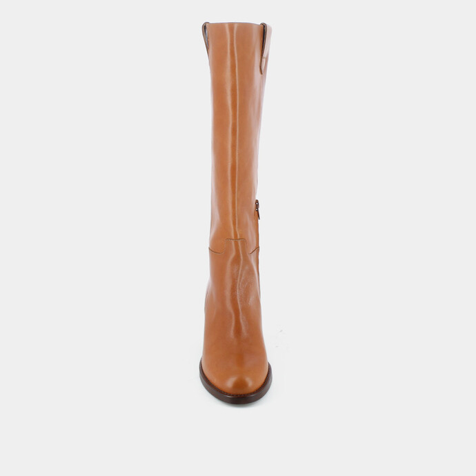 Bottes à talon haut  en cuir camel