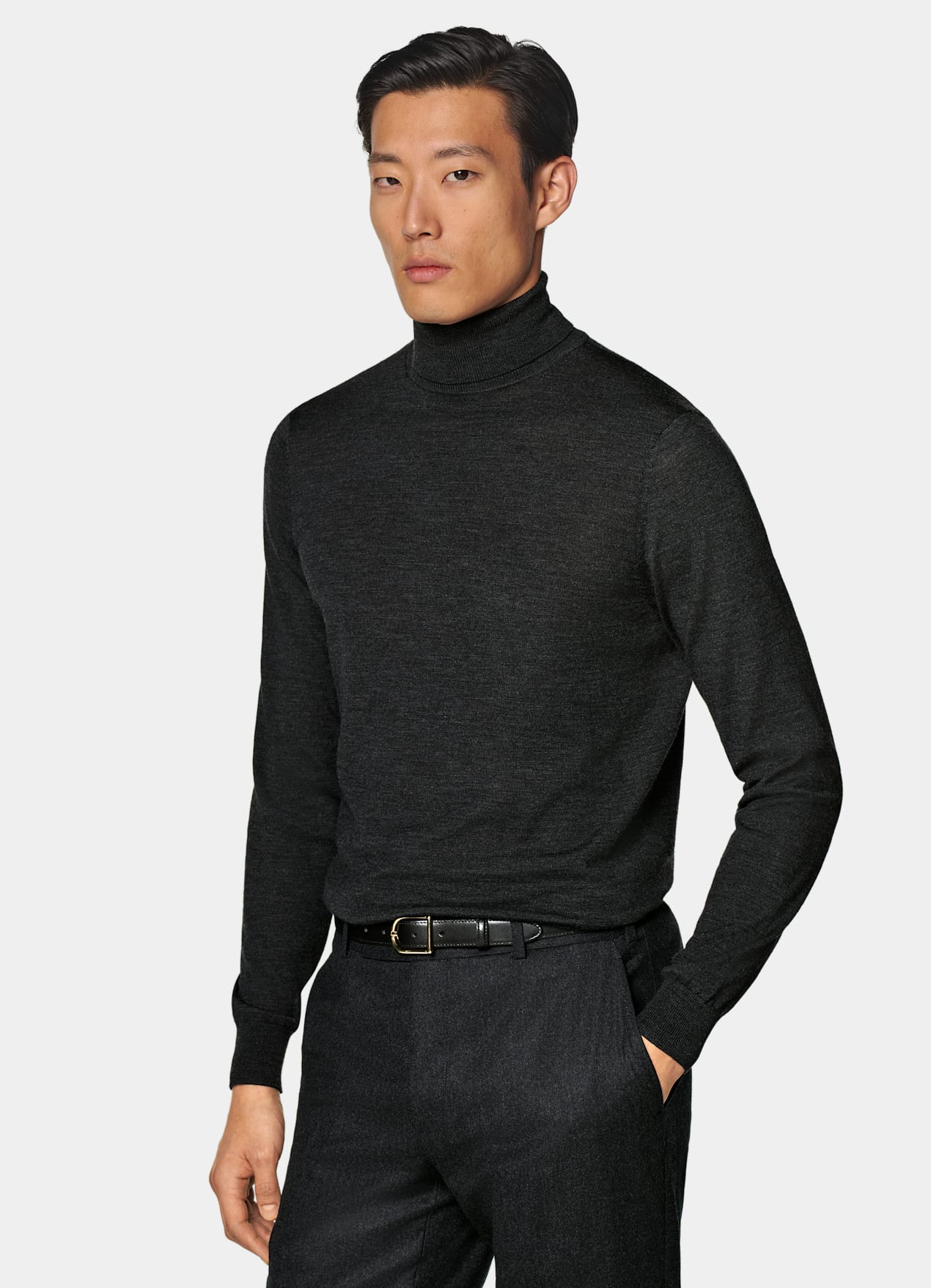 Col roulé Merino gris foncé