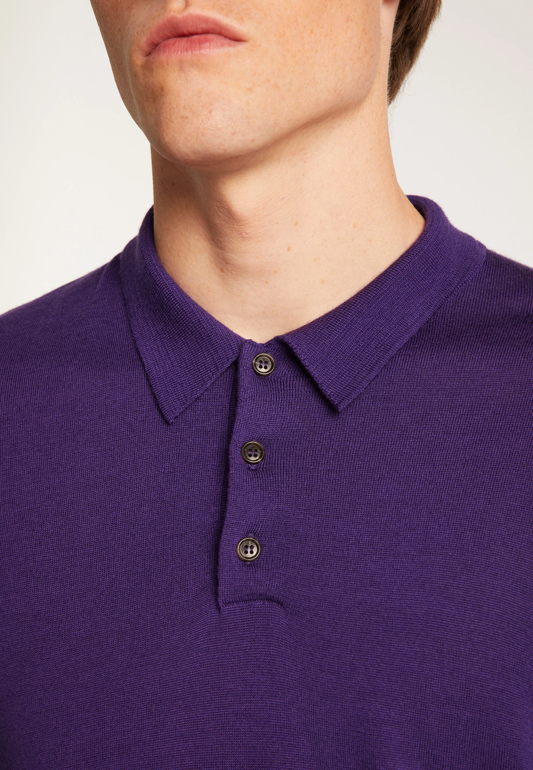 ENIAH24 - Pull col polo en laine mérinos | Violet
