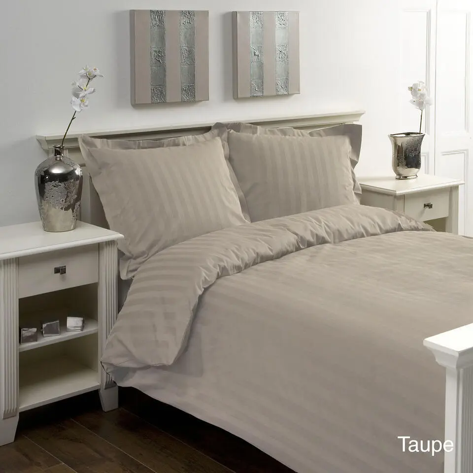 Papillon dekbedovertrek Satijn Streep - 200x200/220 cm - Taupe