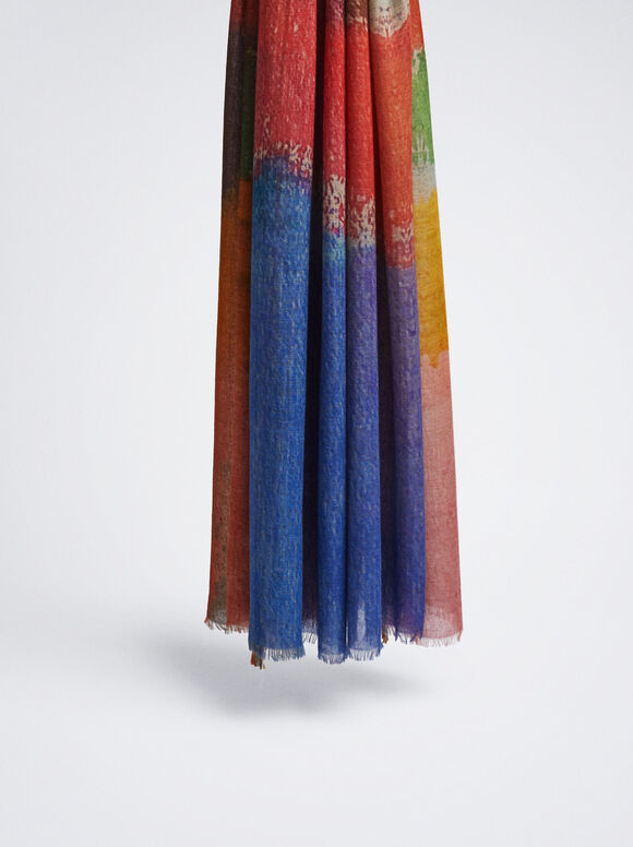 Lenço de algodão estampado - Multicolorido