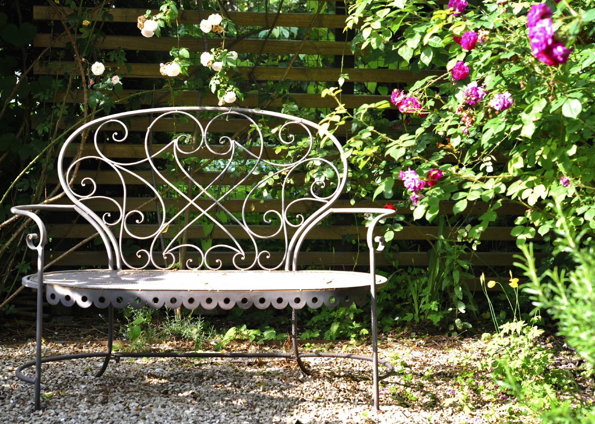 Gartenbank 'Marie' aus Metall, antik-braun, B 124 cm, H 100 cm, T 47 cm günstig bestellen