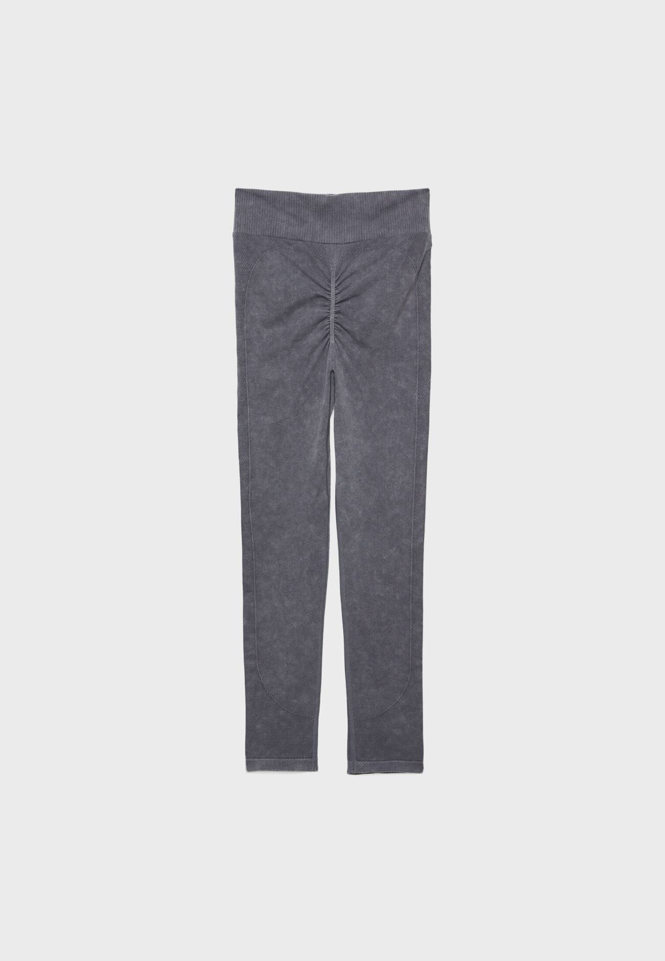 Leggings franzidas com efeito desbotado