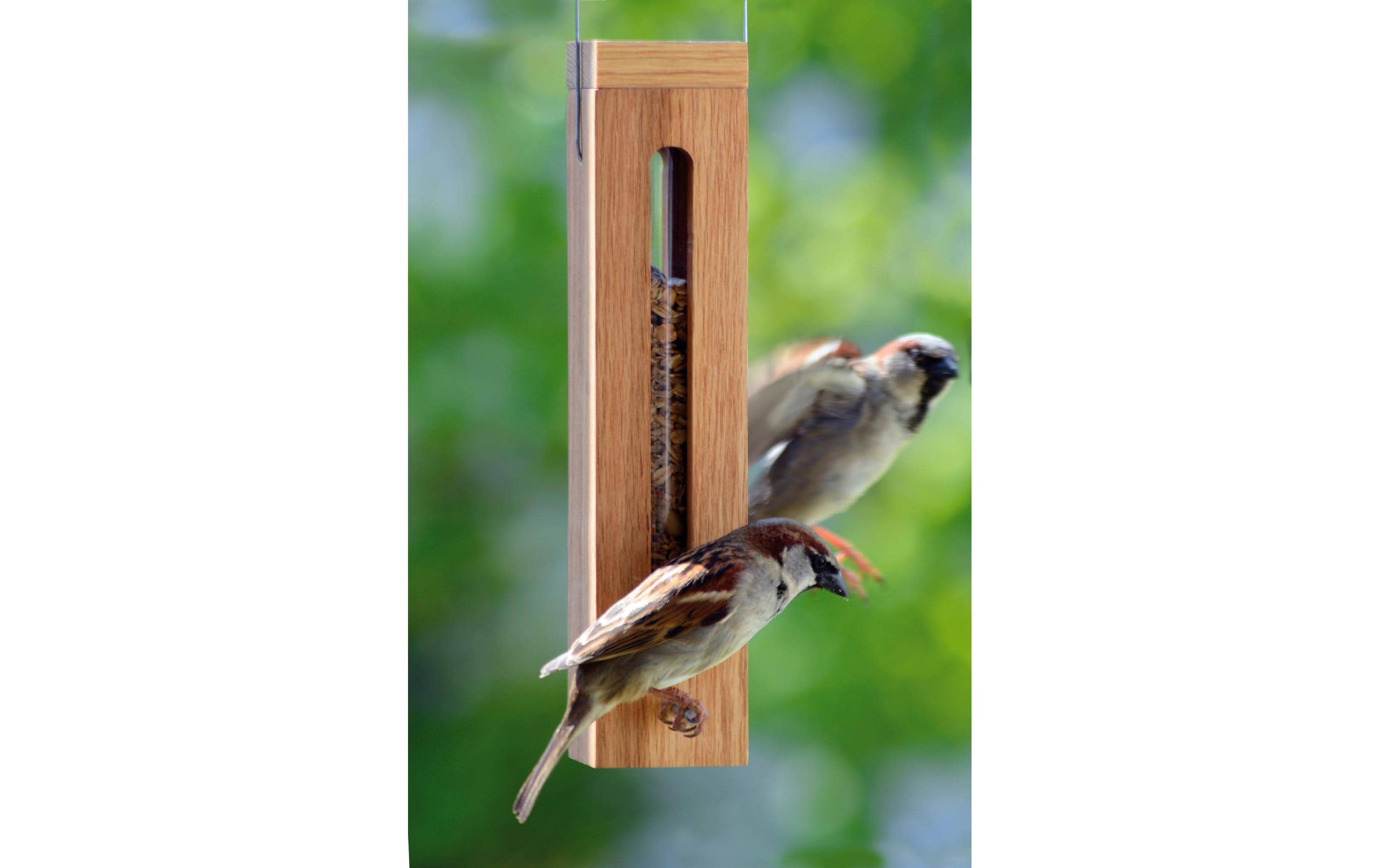 Futterspender für Wildvögel, 5 x 5 x 23 cm, HolzFuttersäule zum Aufhängen