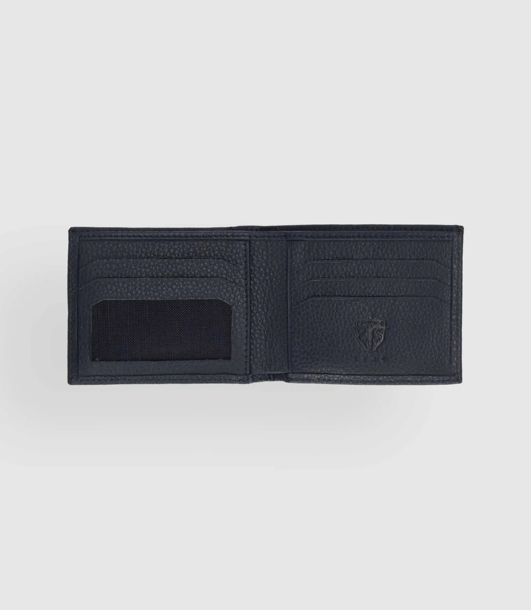 Portefeuille en cuir grainé marine WATT
