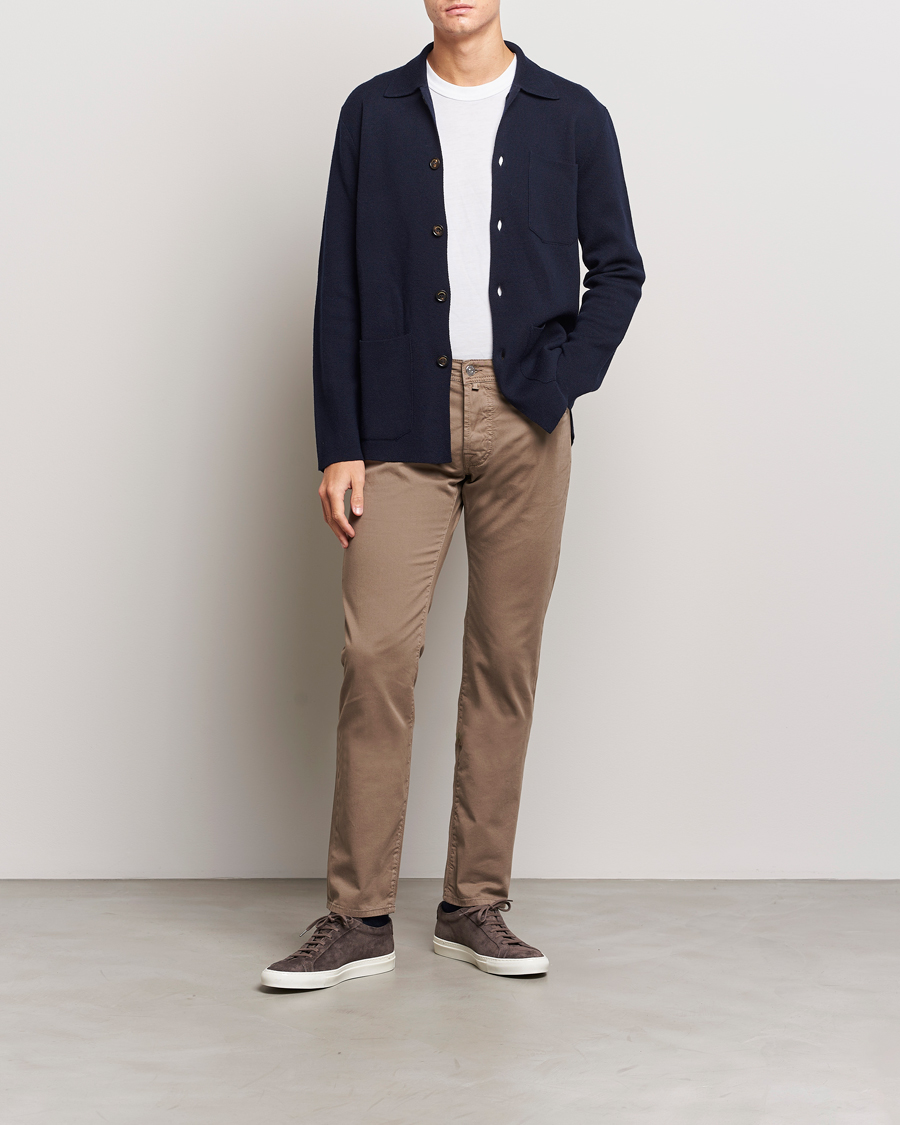 Jacob Cohën Bard Garment Dyed Gabardine Trousers Khaki