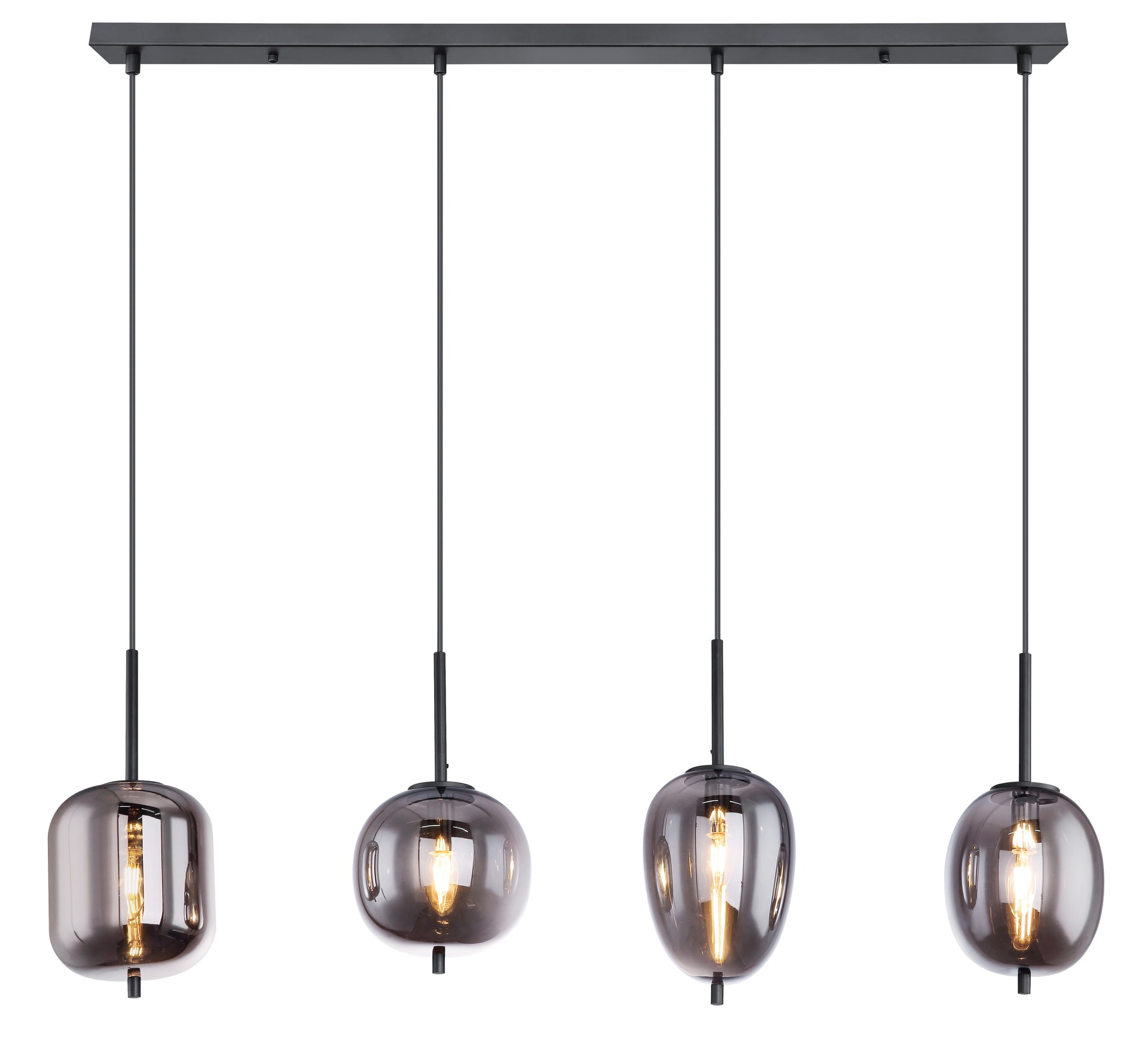 GLOBO Retrofit Balkenpendel BLACKY 4-flg schwarz /rauchfarbig