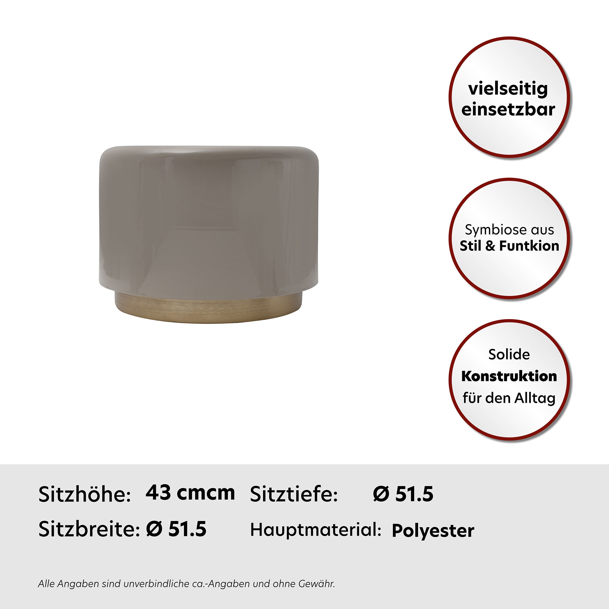 Kayoom Sitzhocker »Hocker Artisse, Edler Touch durch goldenen Sockel« 1 Stk. tlg. stilvoll, farbig lackiert, dekorativ, Moderner Look