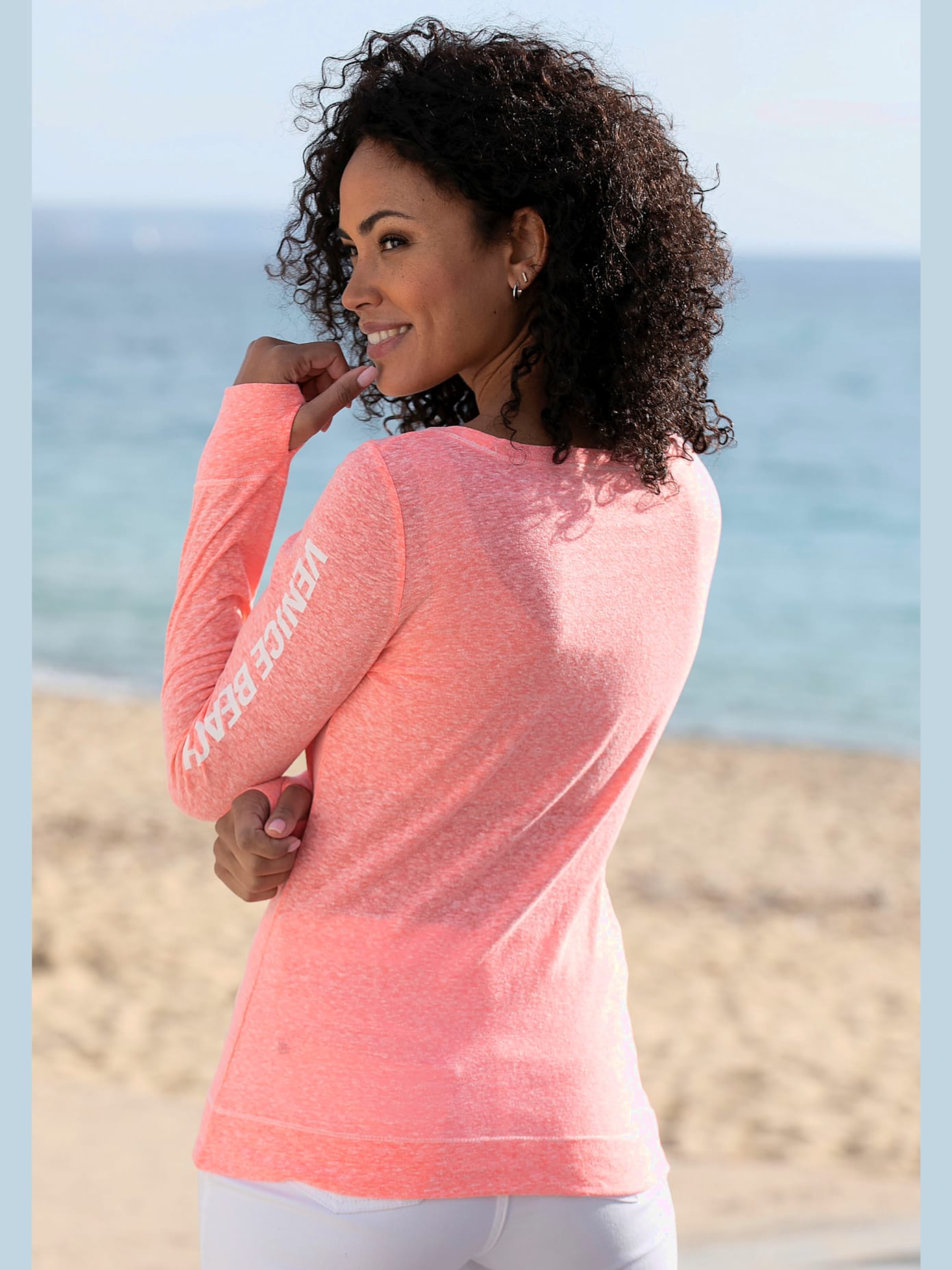 T-shirt manches longues aspect chiné tendance