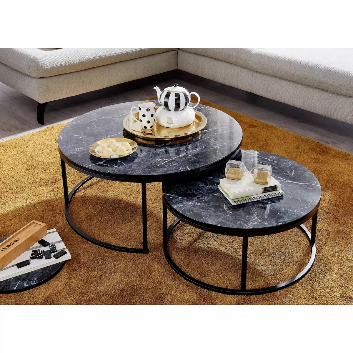 Couchtisch 2er Set Paros Schwarz