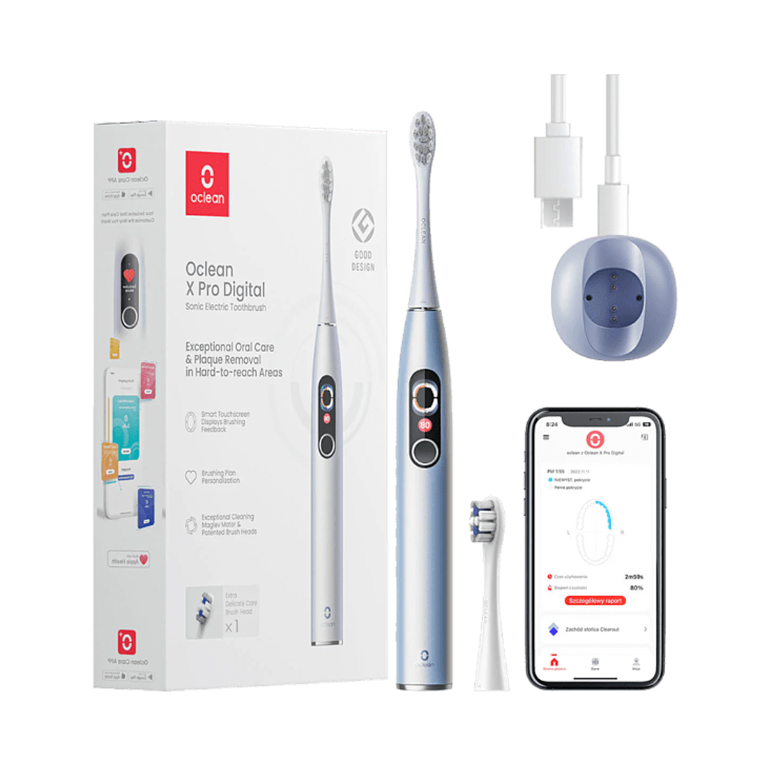 Oclean C01000382 elektrische Zahnbürste X Pro Digital silber