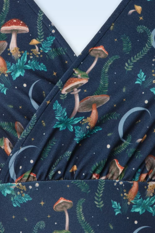 Vixen Midnight Mushroom swing jurk in donkerblauw