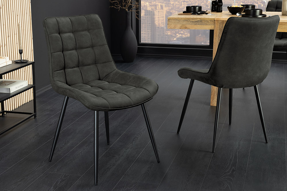 Design Stuhl ROADSTAR grau schwarze Metallbeine