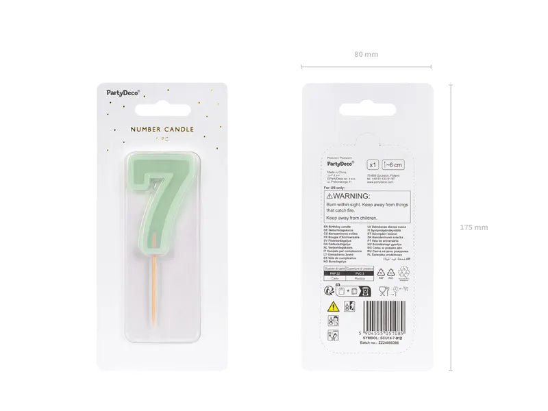 7 Jaar Kaars Mintgroen 10cm