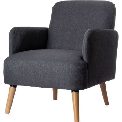 Fauteuil d'accueil BROOKS avec accoudoirs - pieds en hêtre massif - anthracite