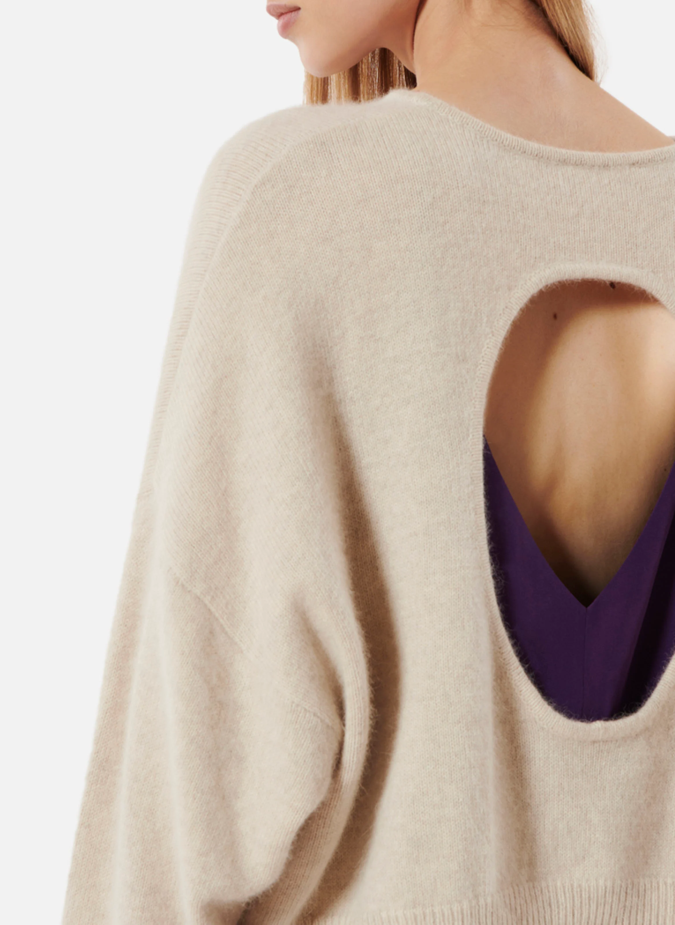 BIRKIN - Pull col rond en laine mélangée | Beige
