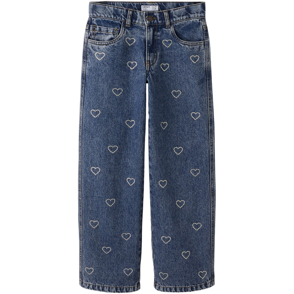Køb Name It Denim Blue Rhinestone Bows Nkfrose Wide Rhinestone Jeans 4417-Im T
