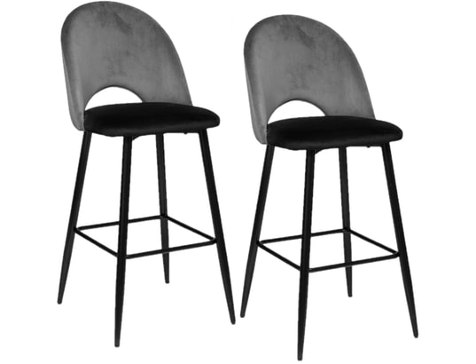 TOILINUX - Lot de 2 chaises de bar effet velours kara - hauteur d'assis...