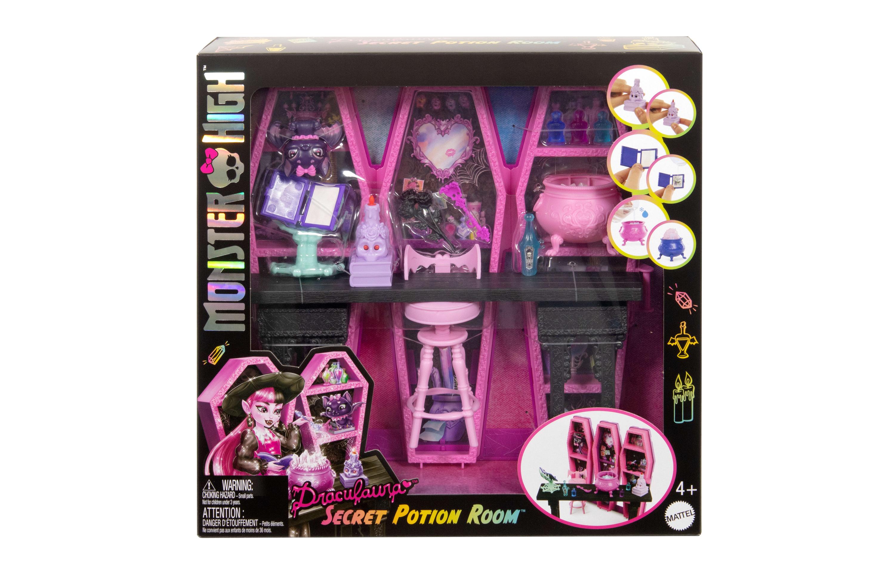 Secret Zaubertränke Spielset DraculauraPuppen-Spielset mit mehr als 12 Accessoires und überraschenden Verwandlungen