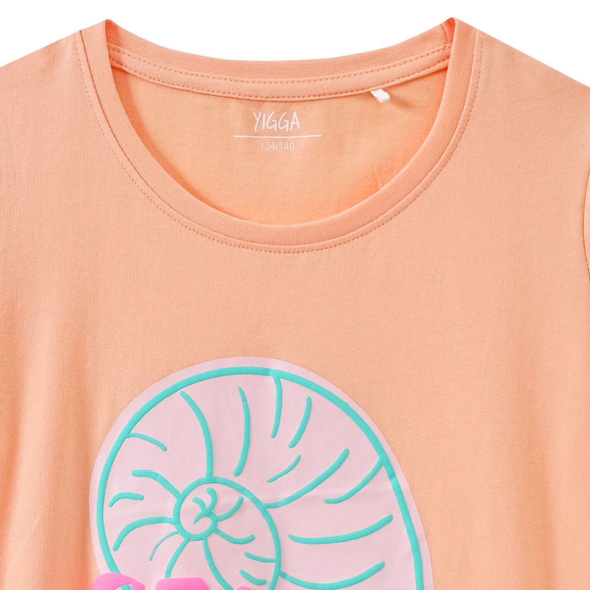 Yigga Mädchen T-Shirt mit Puff-Print hellorange