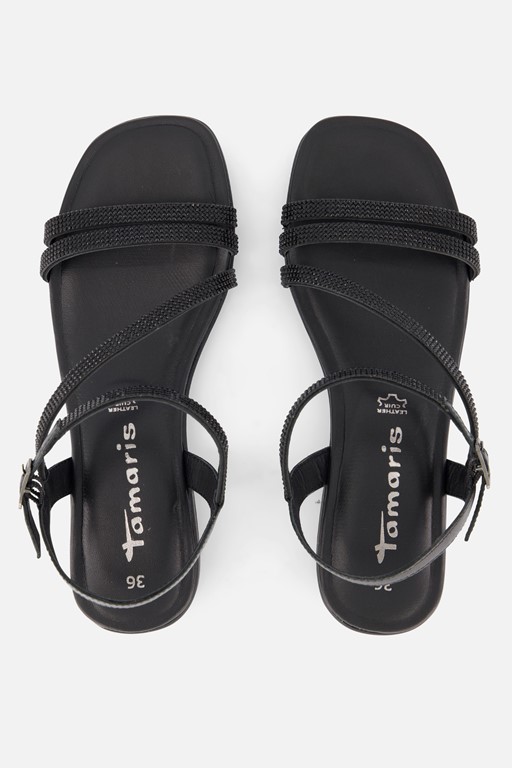 Tamaris Strass Sandalen zwart Leer