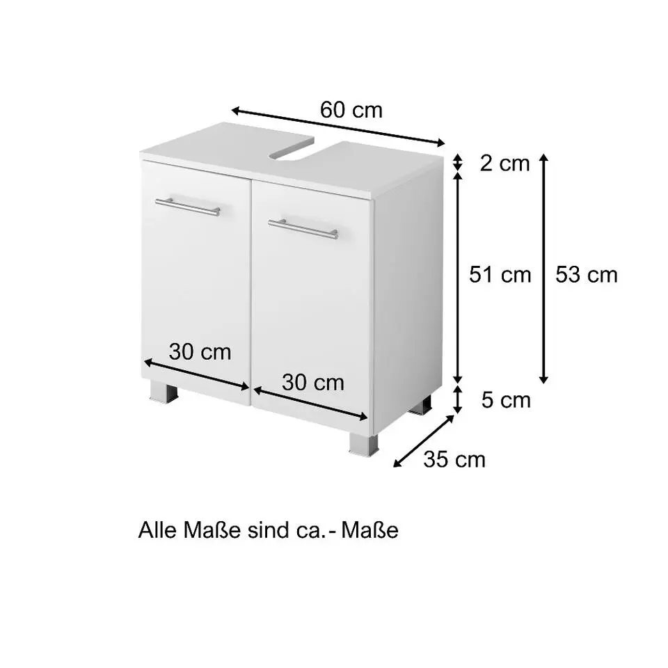 Wastafelonderkast Pollet 60cm 2 deuren - wit