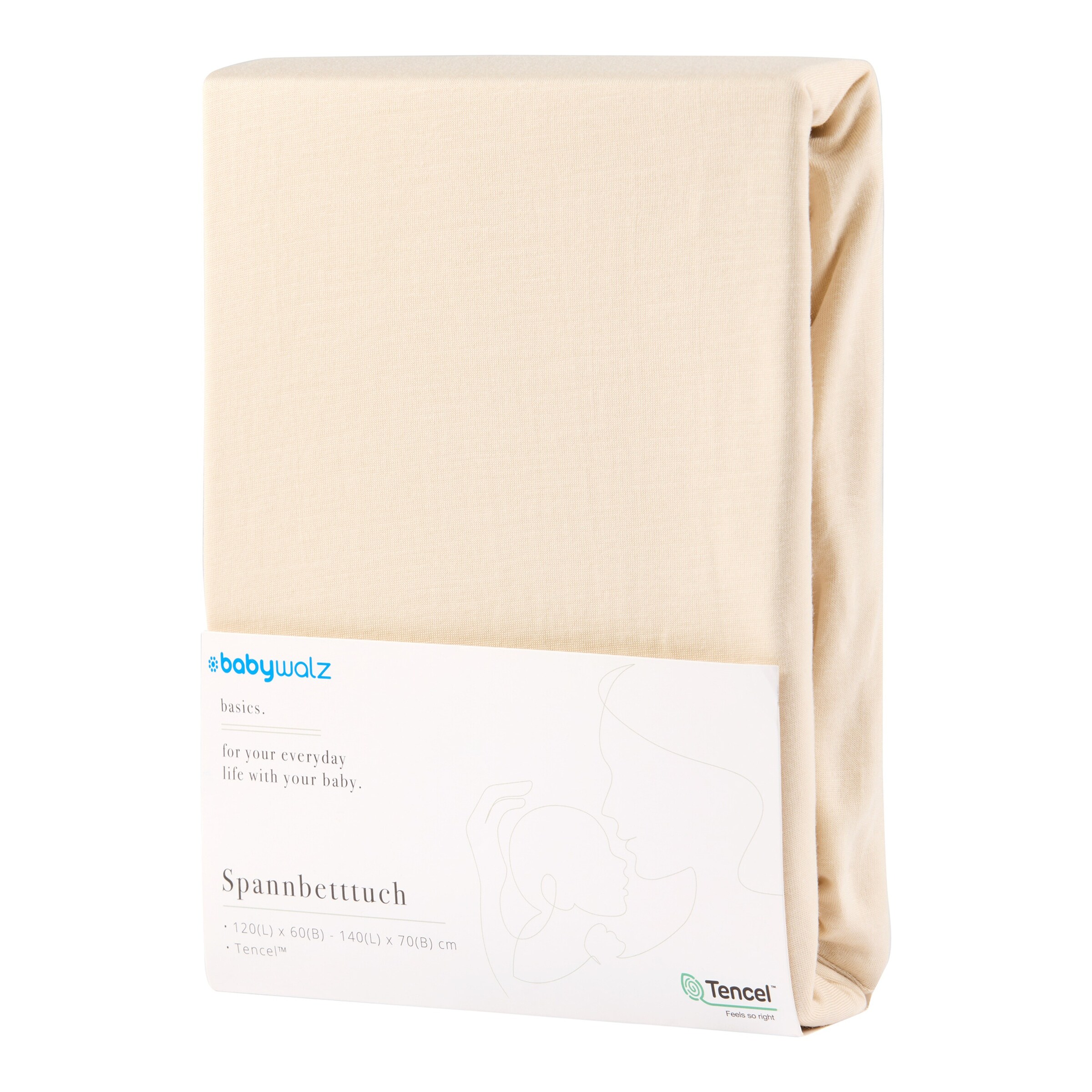 baby-walz - BASICS Spannbetttuch TENCEL™ 60x120 -70x140 cm beige