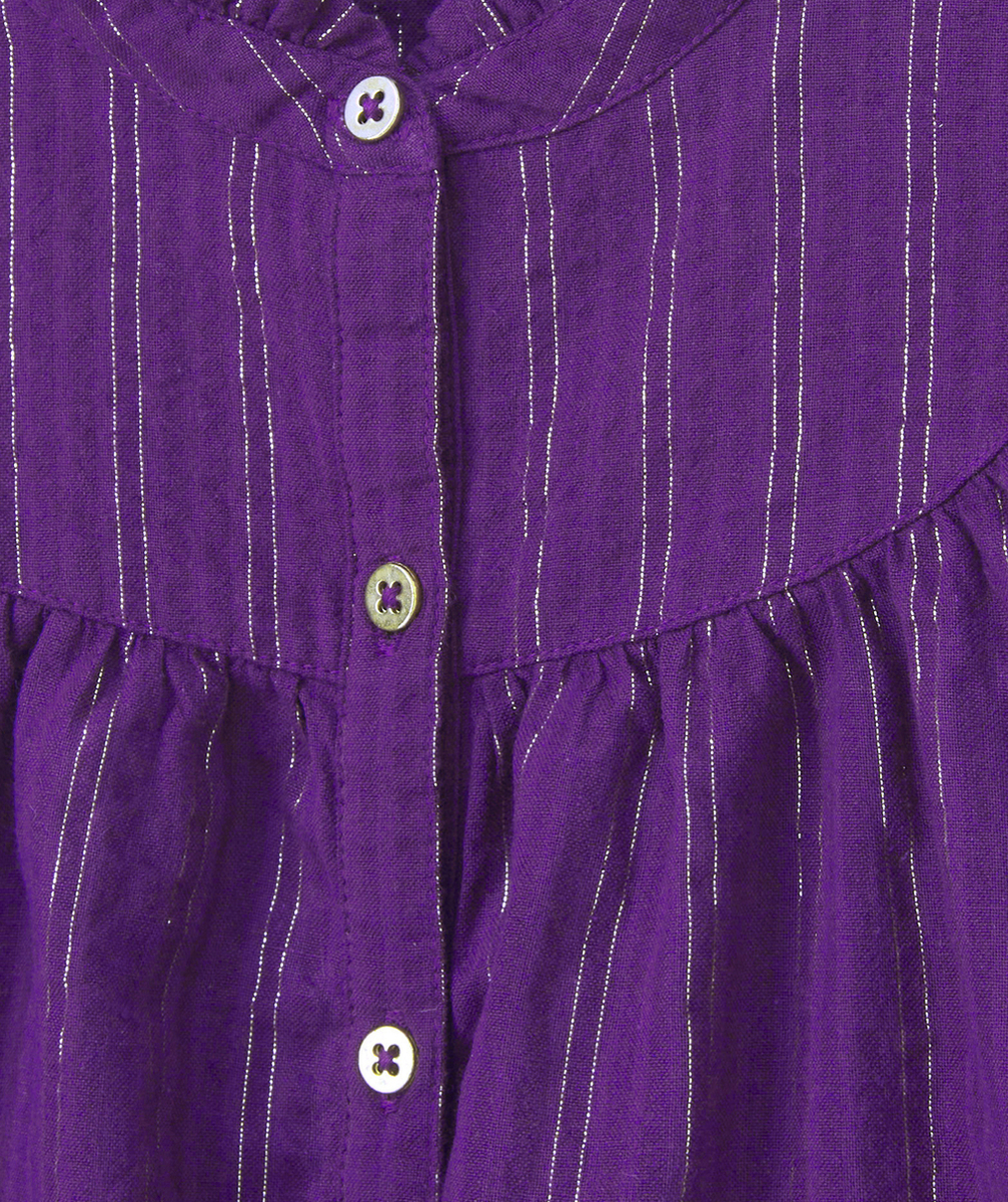 BLOUSE VIOLETTE AVEC LISERÉS COULEUR ARGENTÉE FILLE