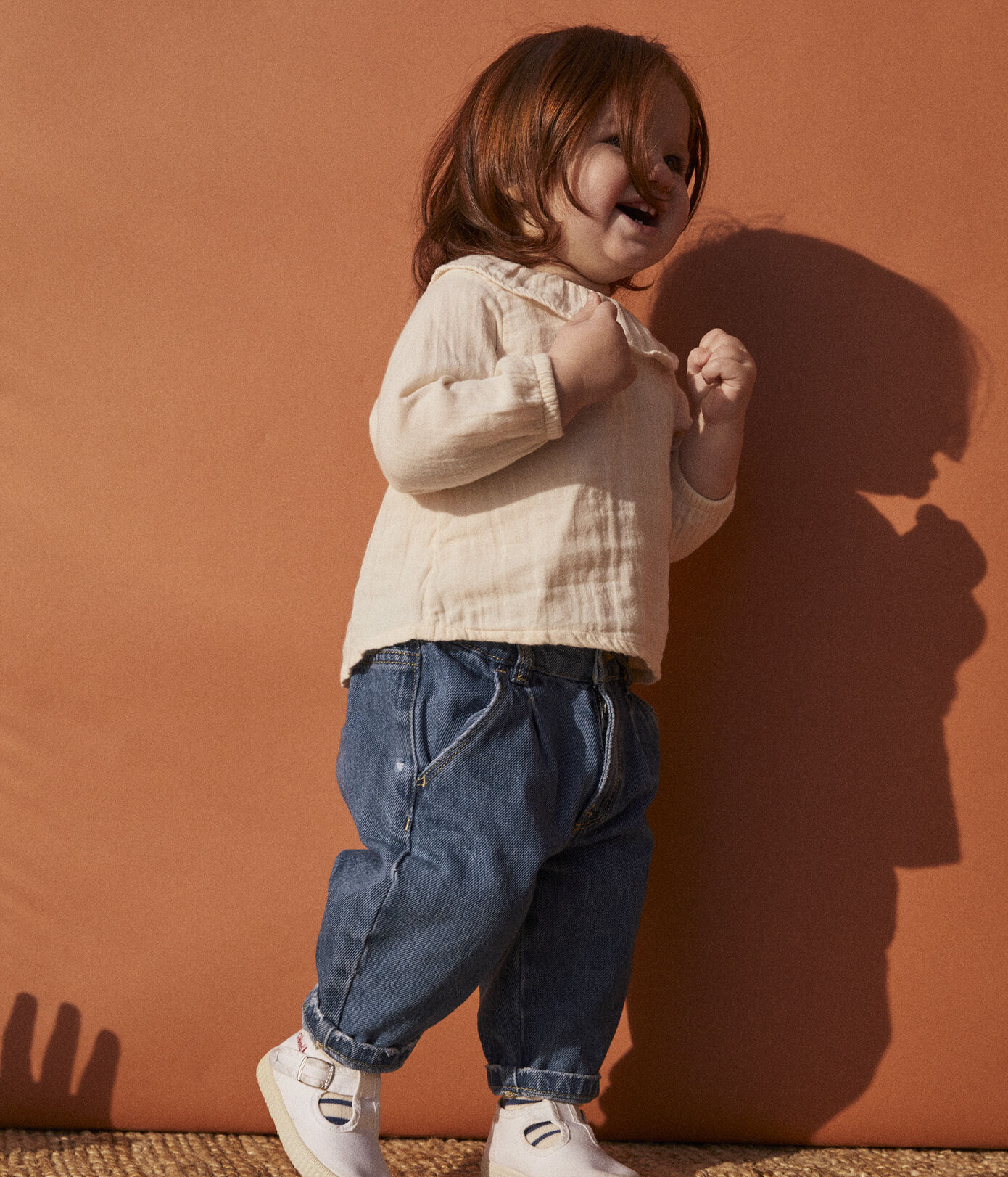 Blouse manches longues bébé en gaze de coton
