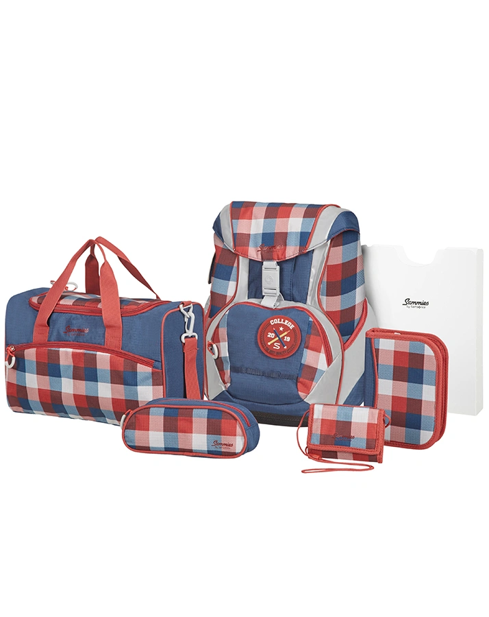 Schulranzen-Set SAMMIES ERGOFIT 2.0 (30x26x40)  CLASSIC CHECKS 5-teilig in blau