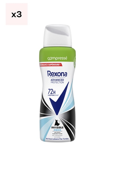 Déodorants spray 72h - Invisible Aqua - 3 x 100 ml