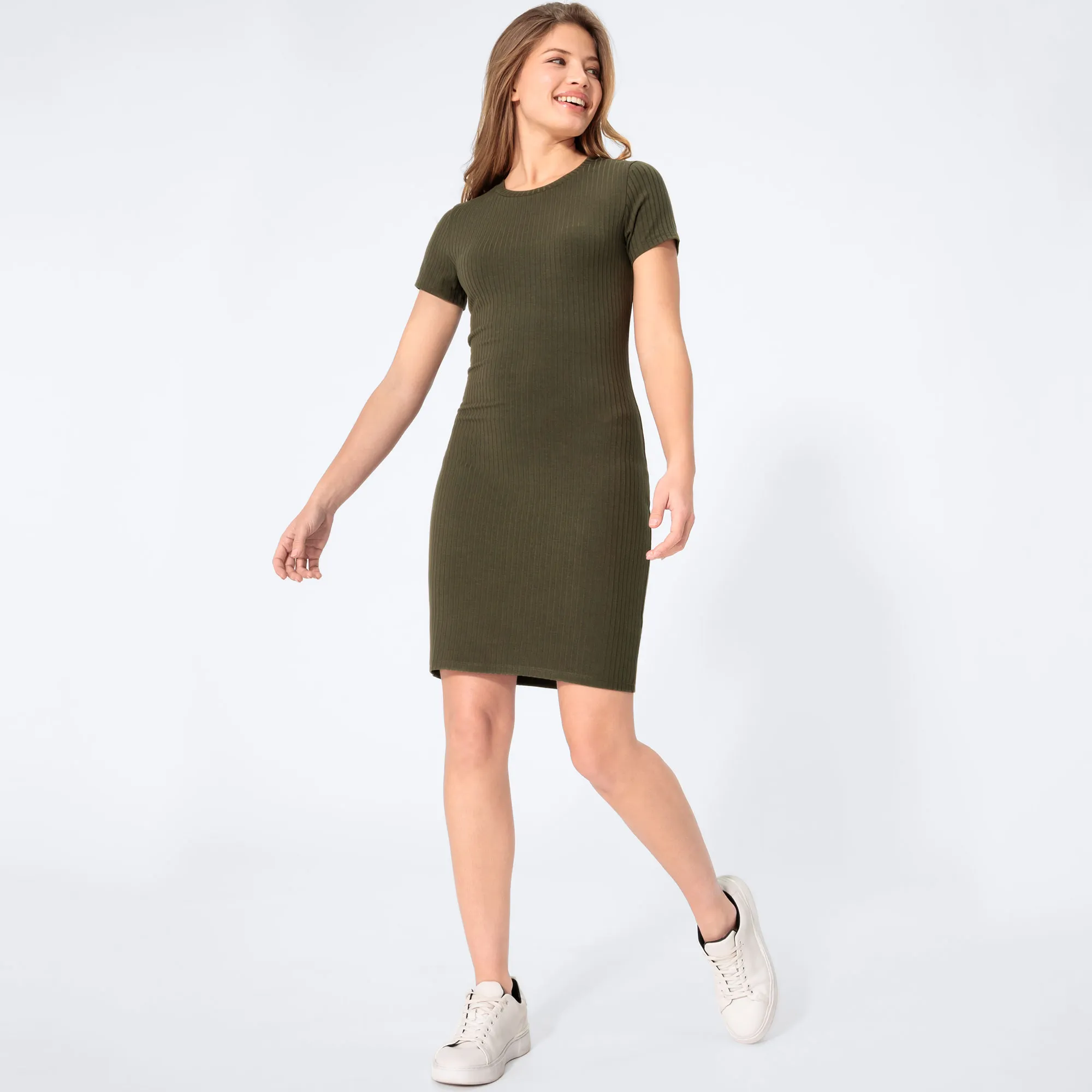 Damen-Kleid mit Rippstruktur