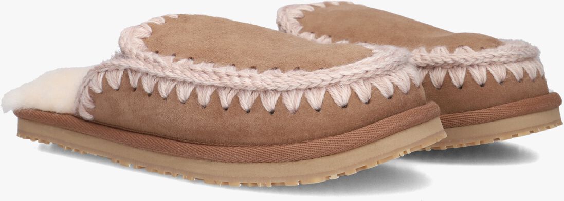 bruine mou pantoffels slipper full eskimo stitch