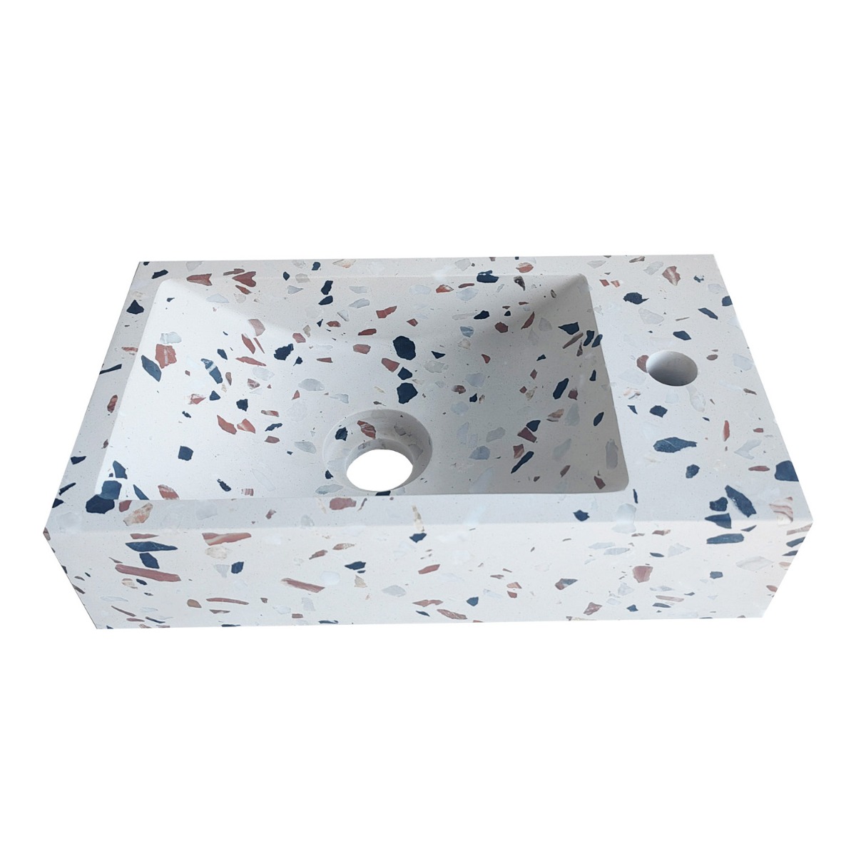 Saniclear Terrazzo fontein met kraangat rechts 39x22x10cm