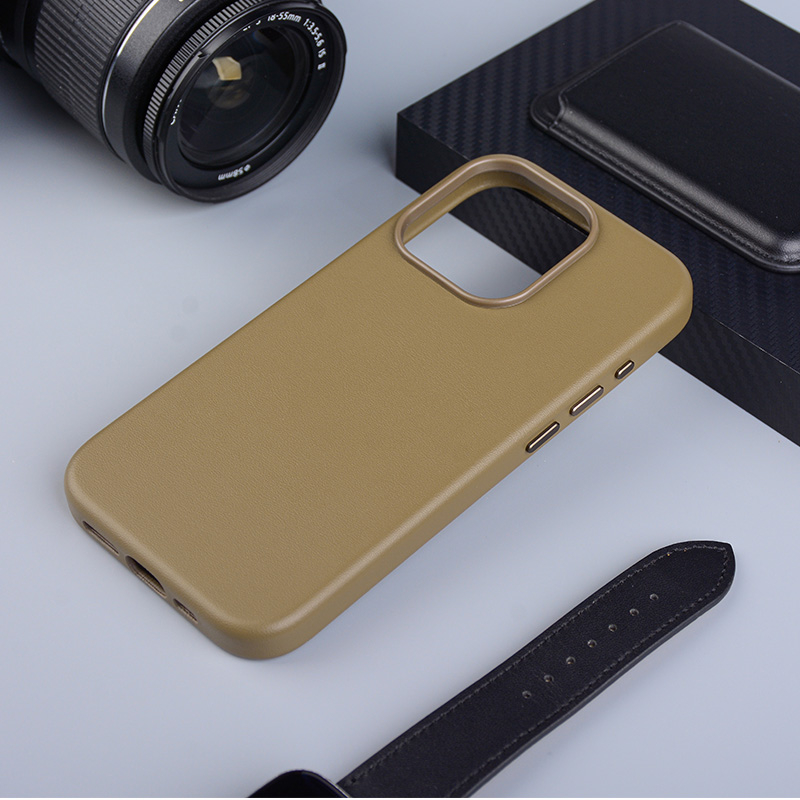 iPhone 15 Pro Max MagSafe Leder Case Schutzhülle - Beige