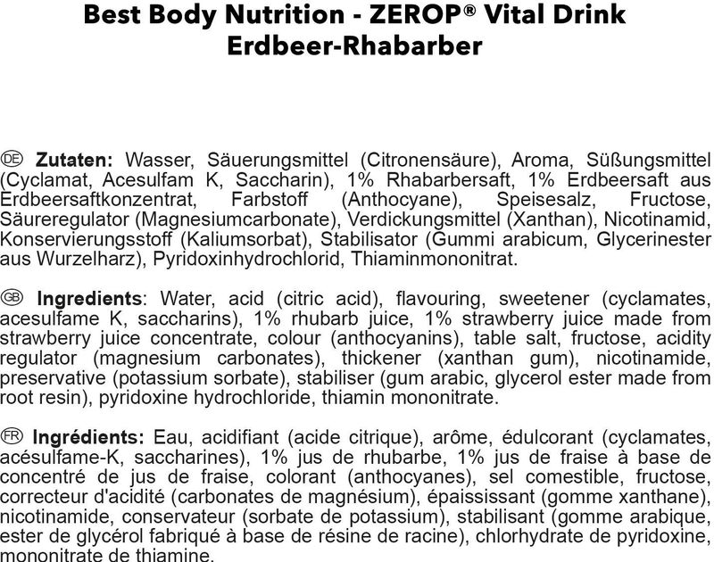 Best Body Nutrition Low Carb Vital Drink - 1000 ml - Strawberry Rhabarber