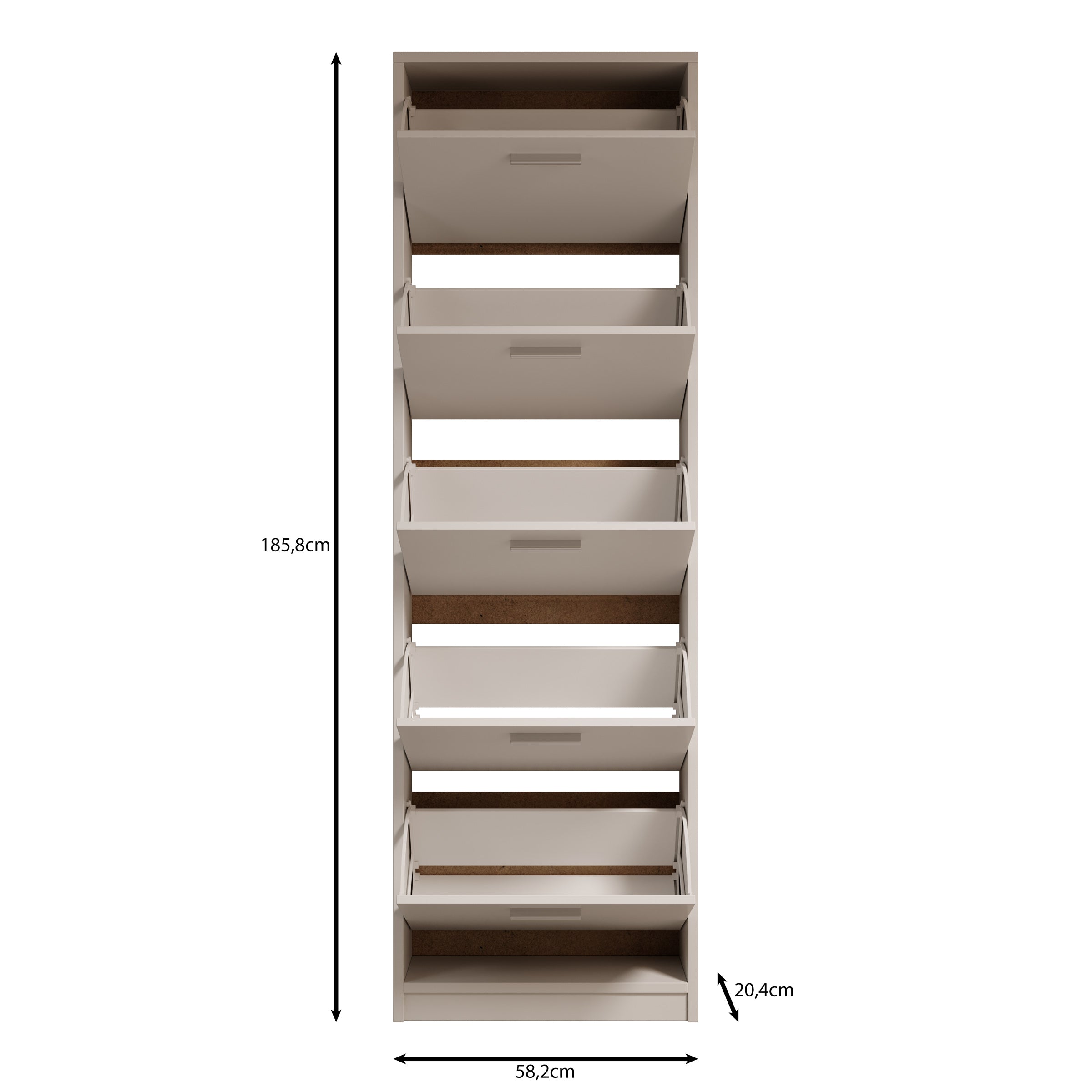 Nivik - Schoenenkast 5 vakken - Eikenpatroon - 58x20x186 cm