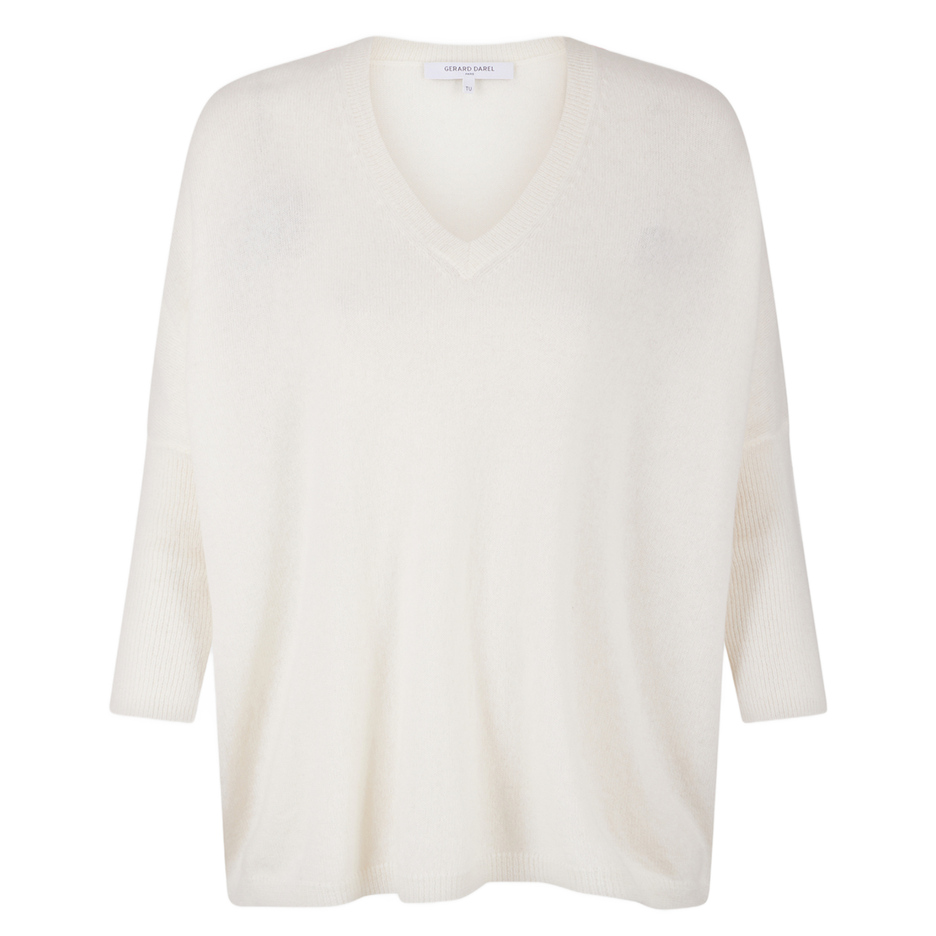 JOURDAN - Pull droit col V en cachemire | Blanc